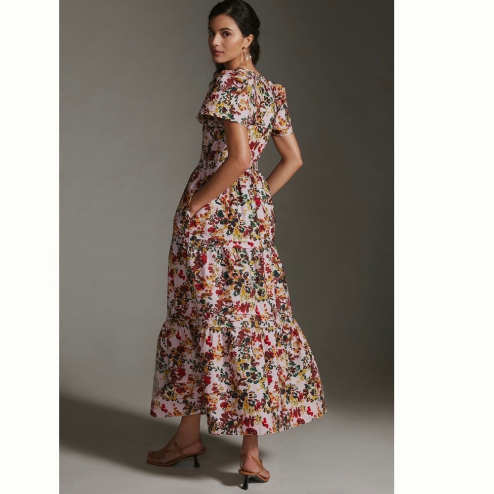 Anthropologie Floral Maxi Dress in Pink, Red, Yellow - Picture 3 of 11